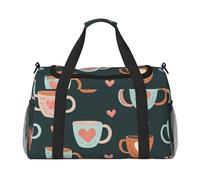 Bolsa de viaje para taza de café, bolsa de viaje con corazón de amor, gimnasio, bolsa de fin de semana para hombres y mujeres, equipaje de mano ligero para entrenamiento y vacaciones