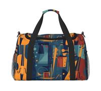 Bolsa de viaje para violín de violonchelo, colorida música, gimnasio, durante la noche, para hombres y mujeres, equipaje de mano ligero para entrenamiento y vacaciones