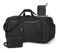 Bolsa de Viaje Plegable 65L 80L 100L Ultraligero Grande Bolsa de Deporte Bolsa de Equipaje de Viaje Impermeable Bolsa de Fin de Semana con Compartimento Zapatos para Mujeres y Hombres,Negro