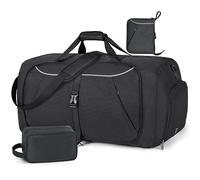 Bolsa de Viaje Plegable 65L 80L 100L Ultraligero Grande Bolsa de Deporte Bolsa de Equipaje de Viaje Impermeable Bolsa de Fin de Semana con Compartimento Zapatos para Mujeres y Hombres,Gris