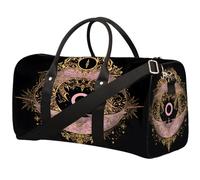 Bolsa de viaje plegable con diseño de tribu morada y dorada, impermeable, con correas para el hombro