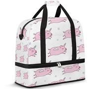Bolsa de viaje plegable con diseño de unicornio de cerdo Pegasus, bolsa de fin de semana de 47 litros con funda de carrito para deportes, gimnasio, viajes, multicolor, 47L, Bolsa de viaje