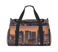 Bolsa de viaje plegable con estampado de horizonte de Los Ángeles, bolsa cruzada plegable para fin de semana