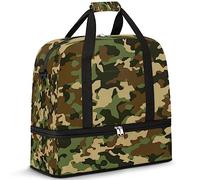 Bolsa de viaje plegable de camuflaje abstracto con textura de camuflaje, bolsa de fin de semana de 47 litros con manga de carrito bolsa de hombro separada para deportes, gimnasio, viajes, multicolor,