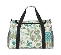 Bolsa de viaje plegable de gran capacidad con estampado de flores verdes