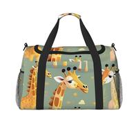 Bolsa de viaje plegable de gran capacidad con estampado de jirafas de dibujos animados salvajes