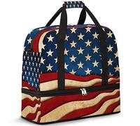 Bolsa de viaje plegable del 4 de julio América 47L Bolsa de fin de semana con funda de carrito Bolsa de hombro separada húmeda para deportes, gimnasio, viajes, multicolor, 47L, Bolsa de viaje