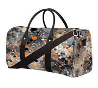 Bolsa de viaje plegable impermeable con diseño de burbujas, color negro y naranja con correas para el hombro
