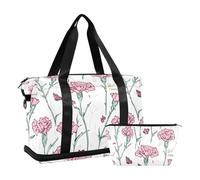 Bolsa de viaje plegable para fin de semana, Chic Carnation White Peach Simple
