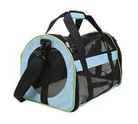 Bolsa de viaje plegable para mascotas con correa de hombro ajustable, diseño de malla, soporte de hierro, bolsa de transporte de nailon 600D, adecuada para gatos y perros (azul claro)
