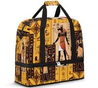 Bolsa de viaje plegable para mujeres y hombres, bolsa de fin de semana de 47 litros con funda para carrito de hombro separada, para deportes, gimnasio, viajes, jeroglíficos, antiguo Egipto, color, 47