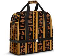 Bolsa de viaje plegable para mujeres y hombres, bolsa de fin de semana de 47 litros con funda para carrito de hombro separada, para deportes, gimnasio, viajes, jeroglíficos, antiguo Egipto, color, 47