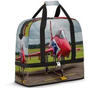 Bolsa de viaje plegable para mujeres y hombres, bolsa de fin de semana de 47 litros con funda para carrito de hombro separado para deportes, gimnasio, viajes, avión de combate con bandera del Reino