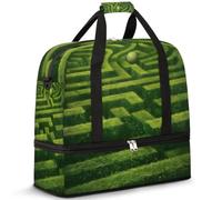 Bolsa de viaje plegable para mujeres y hombres, bolsa de fin de semana de 47 litros con funda para carrito de hombro separada, bolsa de hombro para deportes, gimnasio, viajes, árbol de jardín