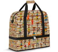 Bolsa de viaje plegable para mujeres y hombres, bolsa de fin de semana de 47 litros con funda para carrito de hombro separado para deportes, gimnasio, viajes, mujeres étnicas africanas, color, 47 L,