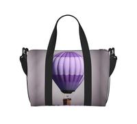 Bolsa de viaje plegable pequeña con globo aerostático de lavanda, bolsa de viaje para fin de semana, gimnasio, hospital, para mujeres y hombres, Black, Talla única