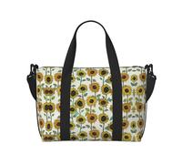 Bolsa de viaje portátil con estampado de girasoles románticos, ideal para viajes de negocios y privados, color negro, talla única, Black, Talla única