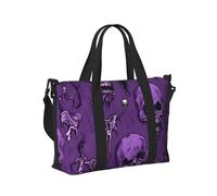 Bolsa de viaje portátil plegable con estampado de terror sobre fondo morado, para viajes de fin de semana, accesorio de gimnasio