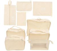 Bolsa de Viaje Portátil Plegable de Poliéster Beige Cremallera | Organizador para Equipaje, Cierre Cordón, Protege Objetos Valiosos, Reduce Arrugas, Camping y Vacaciones