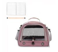 Bolsa de viaje portátil transparente con percha para cacatúa, loro, tortolo, africano, gris, conure, cuáquero, senderismo, mascotas, aventura al aire libre (rosa)