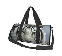 Bolsa de Viaje Redonda Bolsa de Gimnasio de Tigre Blanco para Hombres y Mujeres Bolsa de Deporte Bolsa de Deporte