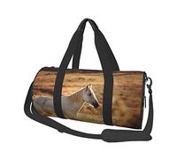 Bolsa de Viaje Redonda Caballo Blanco en un Campo Bolsa de Gimnasio para Hombres y Mujeres Bolsa de Deporte Bolsa de Deporte