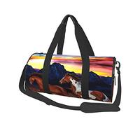 Bolsa de Viaje Redonda Caballos Corriendo Bolsa de Gimnasio para Hombres Mujeres Bolsa de Lona Bolsa de Deportes