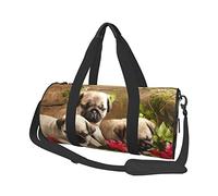 Bolsa de Viaje Redonda Cachorros Pug Bolsa de Gimnasio para Hombres y Mujeres Bolsa de Deporte Bolsa de Deporte