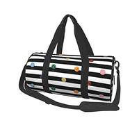 Bolsa de Viaje Redonda con diseño de Lunares y Rayas en Blanco y Negro, Bolsa de Gimnasio para Hombres y Mujeres, Bolsa de Deporte