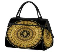 Bolsa de viaje redonda con diseño de mandala para mujeres y hombres, 24 L, bolsa de fin de semana con mandala, bolsa deportiva para gimnasio, viajes, durante la noche, color, 24 L, Organizador de