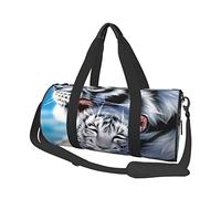 Bolsa de Viaje Redonda con diseño de Tigre Blanco para Madre e Hijo, Bolsa de Gimnasio para Hombres y Mujeres, Bolsa de Deporte