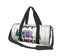 Bolsa de Viaje Redonda Happy Camper Bolsa de Gimnasio para Hombres y Mujeres Bolsa de Deporte Bolsa de Deporte