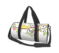 Bolsa de Viaje Redonda Linda Caricatura búho árbol Flores y Ardilla Bolsa de Gimnasio para Hombres Mujeres Bolsa de Lona Bolsa de Deportes