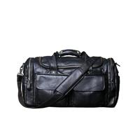 Bolsa de viaje retro para hombre, bolsa de viaje portátil de gran capacidad, de piel auténtica, bolsa de mensajero para gimnasio, Un solo color, Classic Black