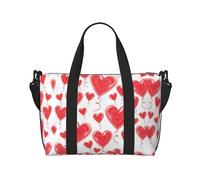 Bolsa de viaje romántica con corazón rojo, bolsa de lona deportiva, gimnasio, yoga, bolsa de viaje para fin de semana o noche, NEGRO, One Size