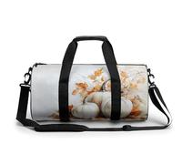 Bolsa de viaje rústica beige con diseño de calabazas y hojas otoñales para el gimnasio, para mujeres y hombres, bolsa de deporte con correa para el hombro