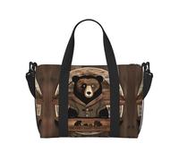 Bolsa de viaje rústica con diseño de oso de cabaña, ligera, para hombres y mujeres, bolsa impermeable para viajes de fin de semana al gimnasio