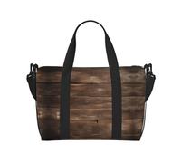 Bolsa de viaje rústica de madera de granero antiguo para mujer, bolsa de mano grande para fin de semana, bolsa de entrenamiento para gimnasio, bolsa de hospital para mamá, Black, Talla única