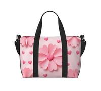 Bolsa de viaje sin costuras con diseño de corazón y flores, ligera, para hombres y mujeres, bolsa de noche impermeable para viajes de fin de semana al gimnasio