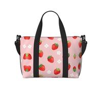 Bolsa de viaje sin costuras con diseño de flor de fresa, ligera, para hombres y mujeres, bolsa de noche impermeable para viajes de fin de semana al gimnasio