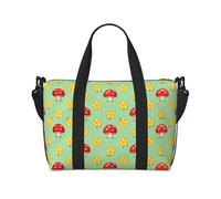 Bolsa de viaje sin costuras, diseño de flores de hongos, ligera, para hombres y mujeres, bolsa de noche impermeable para viajes de fin de semana al gimnasio