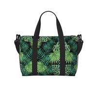 Bolsa de viaje transparente con patrón de hoja de palmera para hombre, bolsa de viaje para fin de semana, bolsa de deporte para gimnasio, Negro -, Talla única