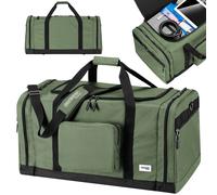 MONZANA® Bolsa de Viaje Deportiva 90L Bolso Gimnasio 70x35x35cm 2 Bolsillos Fitness Vacaciones Entrenamiento Camping Compartimentos Verde