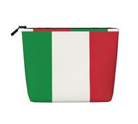 Bolsa de viaje versátil con bandera italiana, bolsa de maquillaje de gran capacidad, bolsa de cosméticos con cremallera, bolsa de aseo, Black, Talla única, Neceser