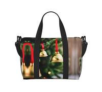 Bolsa de viaje versátil con estampado de árbol de Navidad y campanas, el compañero para viajes de negocios y personales, color negro, talla única, Black, Talla única