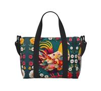 Bolsa de viaje versátil con estampado de pollo y corazón, el compañero para viajes de negocios y personales, color negro, talla única, Black, Talla única