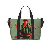 Bolsa de viaje versátil con estampado de sombrero de cactus y chile, el compañero para viajes de negocios y personales, color negro, talla única, Black, Talla única