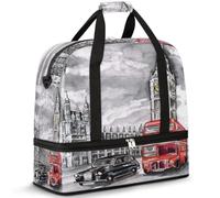 Bolsa de viaje vintage británica del Big Ben de Londres para mujeres y hombres, bolsa de deporte plegable para gimnasio, fin de semana, bolsa de mano con compartimento para zapatos, multicolor
