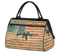 Bolsa de viaje vintage con la bandera de Estados Unidos para mujeres, hombres, niños y niñas, bolsa de fin de semana, bolsa de viaje de 24 L, bolsa de cabina para deportes, gimnasio, yoga, color, Big,