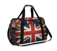 Bolsa de viaje vintage con la bandera del Reino Unido para niñas, niños, mujeres y hombres, bandera retro, bolsa de fin de semana, bolsa de hombro para viajes, deportes, gimnasio